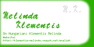 melinda klementis business card